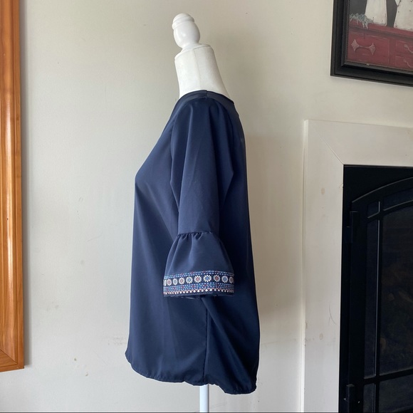 OC Order Plus Floral Bell Sleeve Blouse Top - Picture 7 of 13